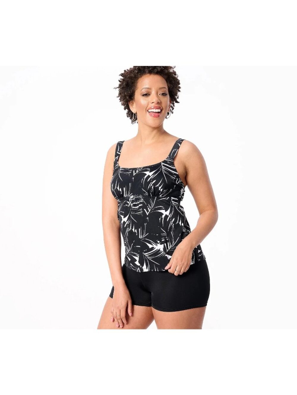 Kim Gravel x Swimsuits For All Size 34W Scoop Neck Tankini Set w/ Bike Shorts